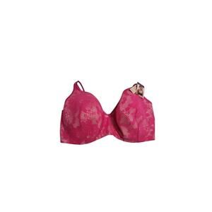 Cacique Lane Bryant Women's 42C Pink Bold Lace Balconette Bra Cotton NWOT